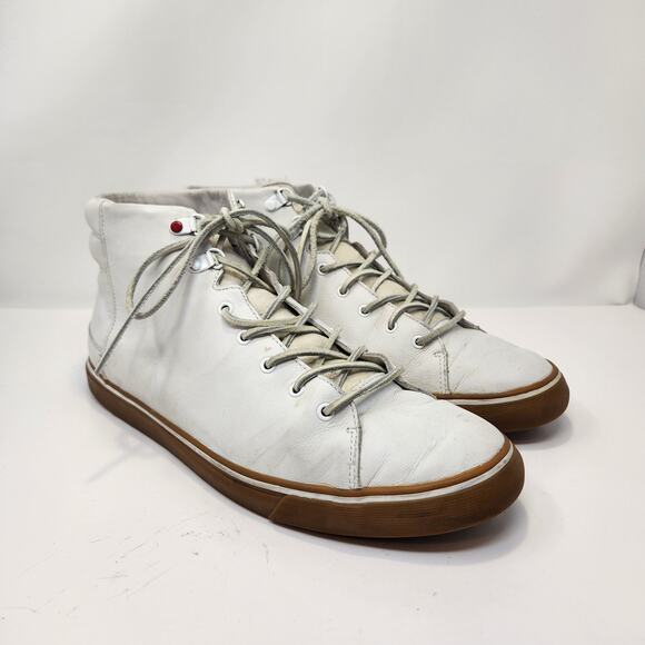 UGG Men Hoyt Luxe High Top Sneakers Size 13 White Leather Lace Up Shearling - Picture 1 of 8